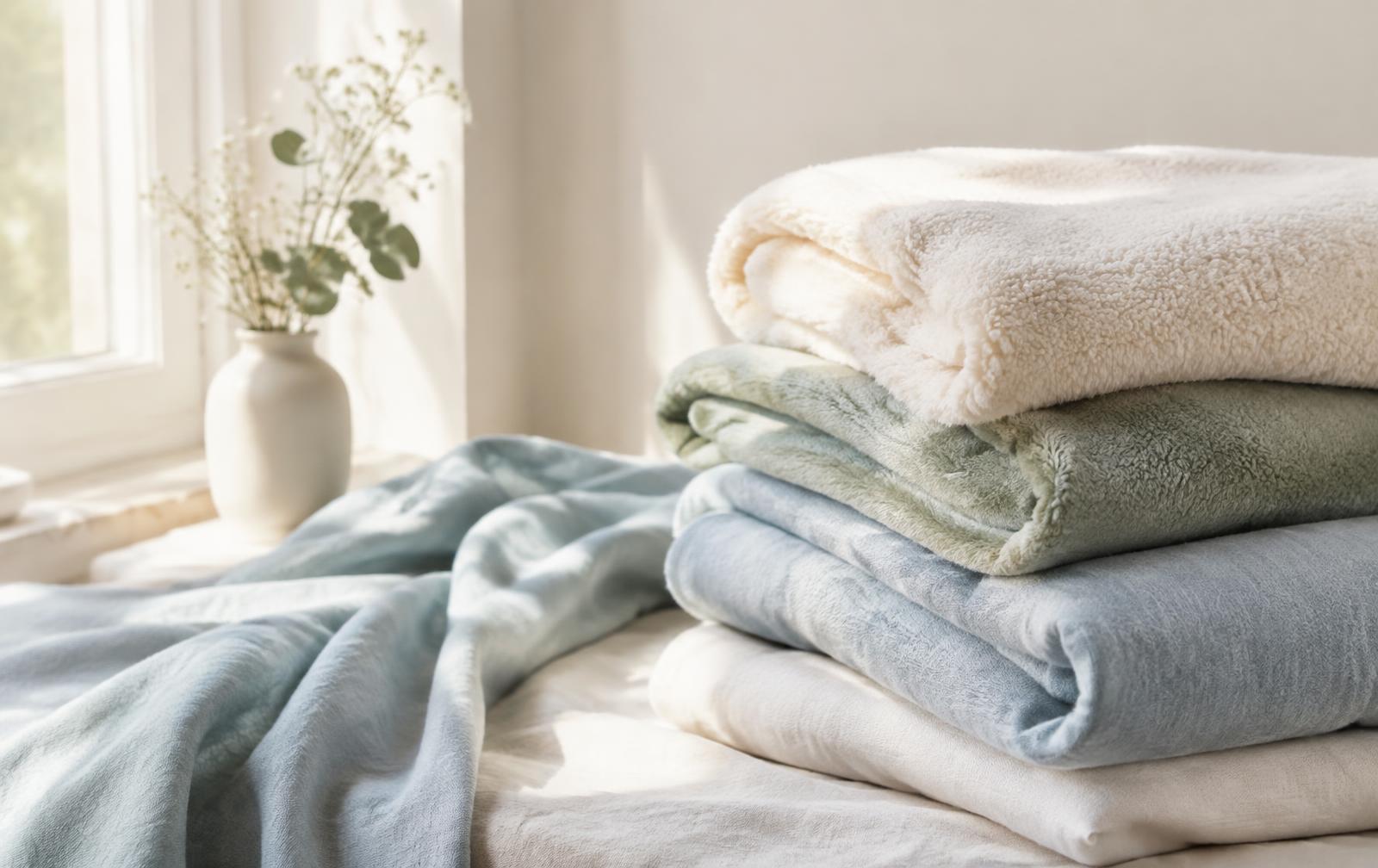 Soft folded fabrics in pastel tones